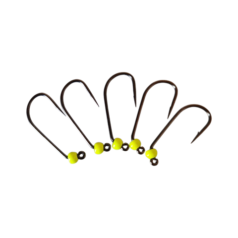4 kroge med modhager og wolframperle, 3 mm, Hends Hooks