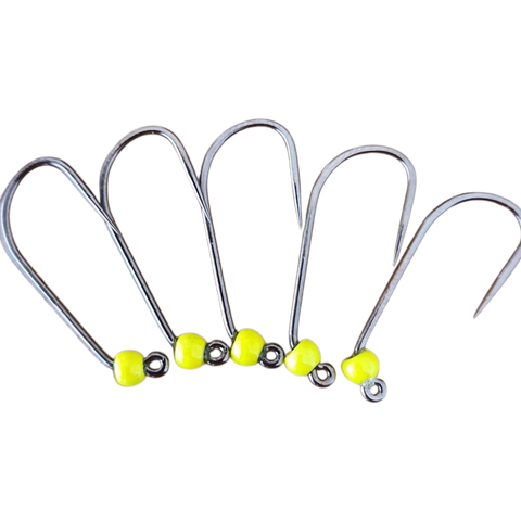 4 modhageløse kroge med wolframperle, 3 mm, Hends Hooks