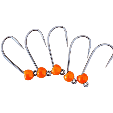 Størrelse 6 modhageløse kroge med wolframperle, 4 mm, Hends Hooks
