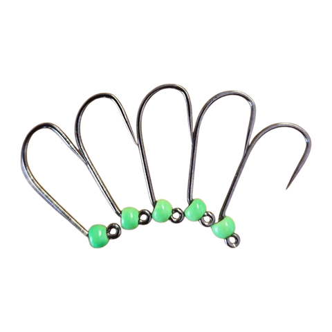 Størrelse 6 barbless kroge med wolframperle, 3 mm. Hends Kroge