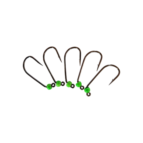 4 kroge med modhager og wolframperle, 3 mm, Hends Hooks