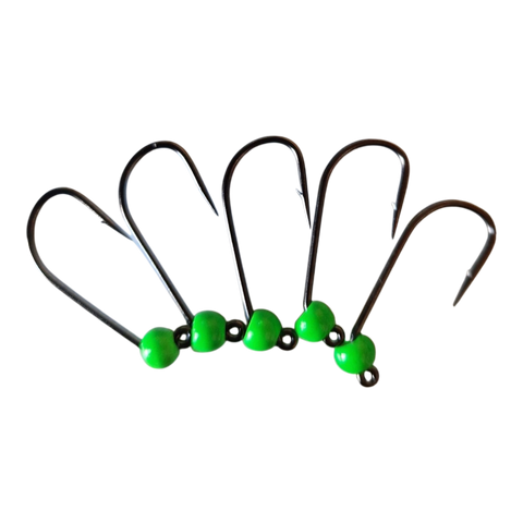 4 kroge med modhager og wolframperle, 4 mm, Hends Hooks