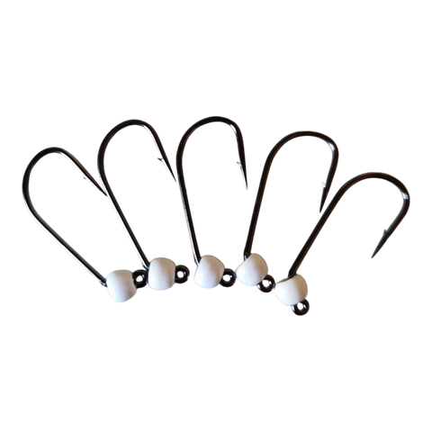 4 kroge med modhager og wolframperle, 4 mm, Hends Hooks