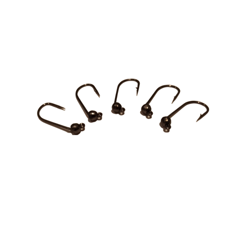 4 kroge med modhager og wolframperle, 4 mm, Hends Hooks