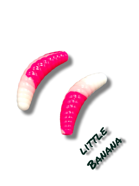 lille banan 25mm lyserød/hvid fluorescerende